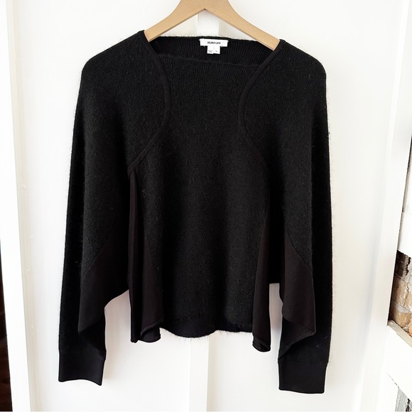Helmut Lang Sweaters - HELMUT LANG black compact interlock pullover dolman sweater